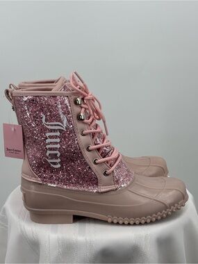 Juicy Couture Pink Glitter Boots, Size 7